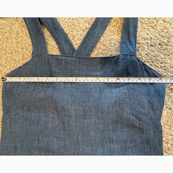 Express Blue 100% Linen Dress Criss Cross Zipper Back Junior Size 9/10 - Picture 6 of 11